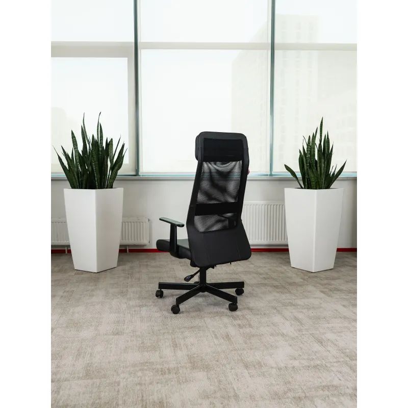Кресло VB_EChair-651 TPU кожзам черный, сетка черая,металл