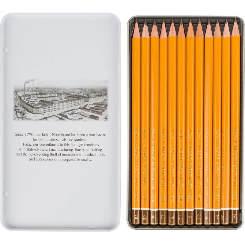 Набор карандашей черногр KOH-I-NOOR 1502/III 5B-5H 12шт./наб.,б/ласт, Чехия