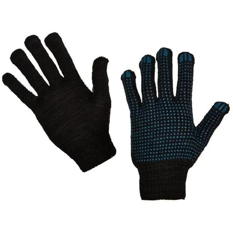 Перчатки защитные трикотажные ПВХ Точка 4 нити 43г 10 класс черные 10пар/уп