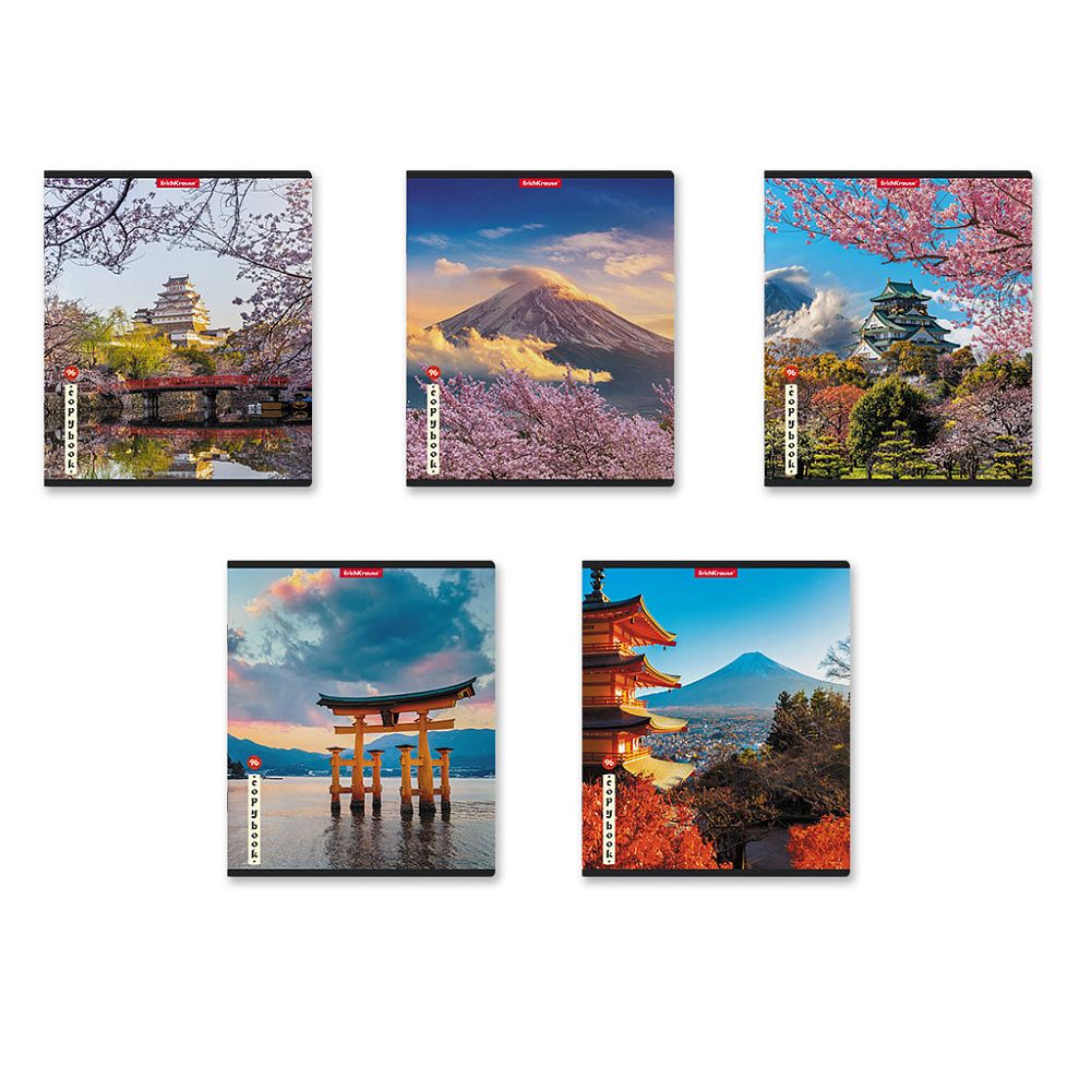 Тетрадь общая ученическая ErichKrause Mysterious Japan, 96 листов, клетка, глянцевая ламинация_MIX-PACK