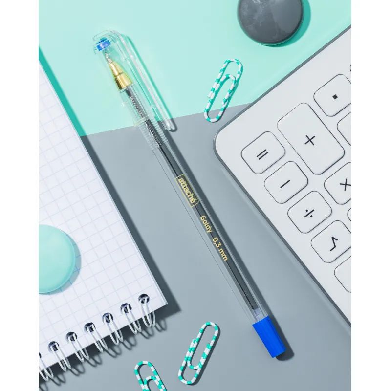 Ручка шариковая неавтомат. Attache Goldy, 0,3мм, син, масл,не б/манж