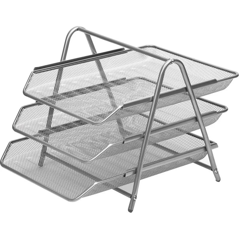 Лоток горизонтальный для бумаг 3секции Attache 265x335x275мм металл серебр