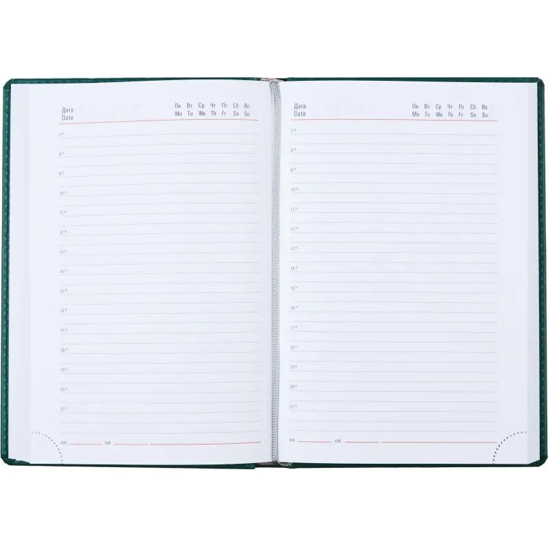 Ежедневник недатированный зелёный,А5,143х210мм,176л,ATTACHE Сиам
