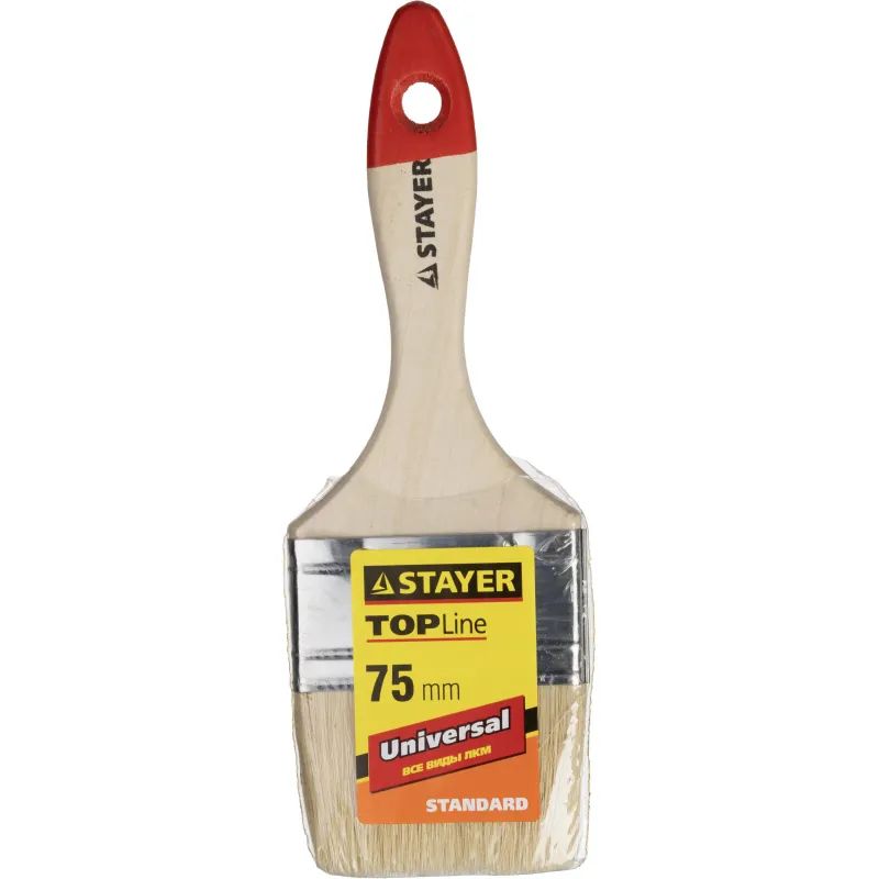 Кисть плоская 3&quot;/75 мм, натур.щетина STAYER 0101-075