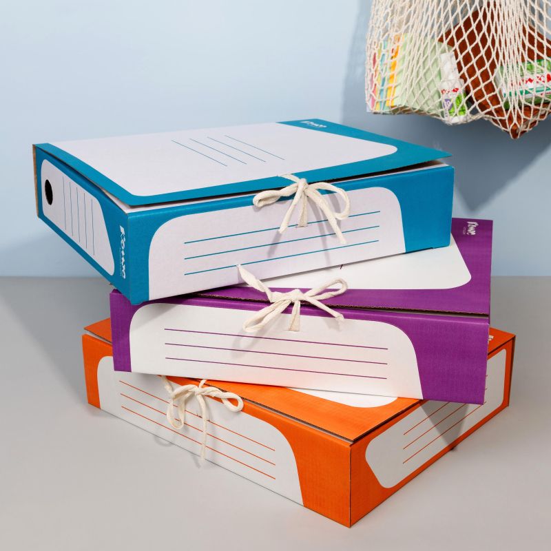 Короб архивный Комус гофрокартон, 75мм, бирюзовый корешок