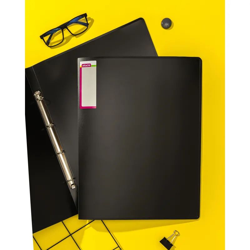 Папка на 4-х кольцах пласт. 25/32мм вертик. А3 ATTACHE, черный