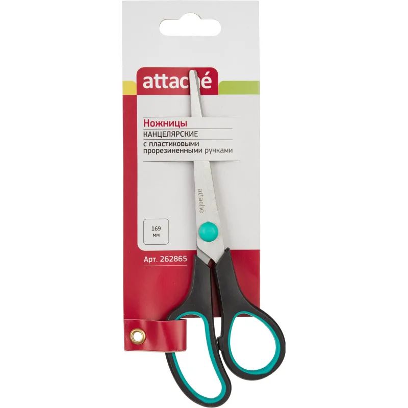 Ножницы Attache 169 мм с пласт.прорезин. руч. Attache, цвет зелен/черн