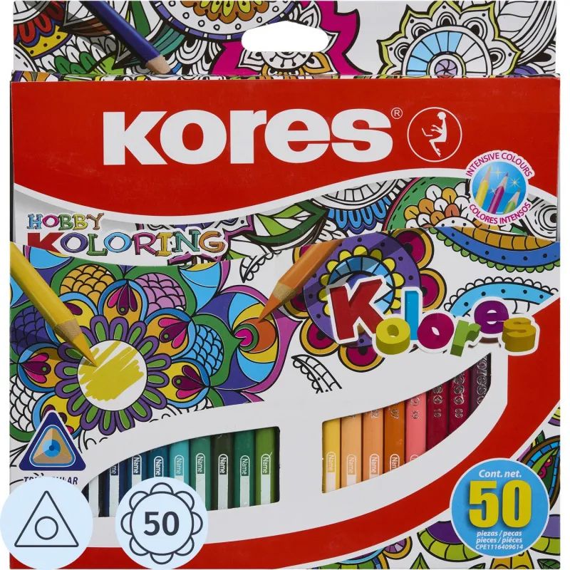 Карандаши цветные 50 цв. 3-гран.Kores 93350