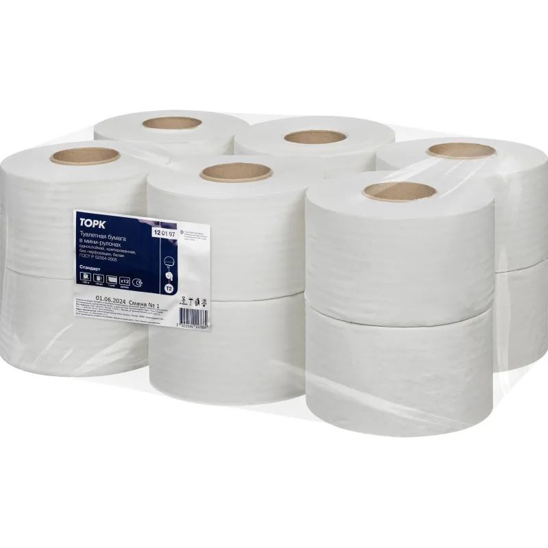 Бумага туалетная д/дисп.Торк/Tellus СтандарТ2 1сл бел втр200м12рул/уп120197
