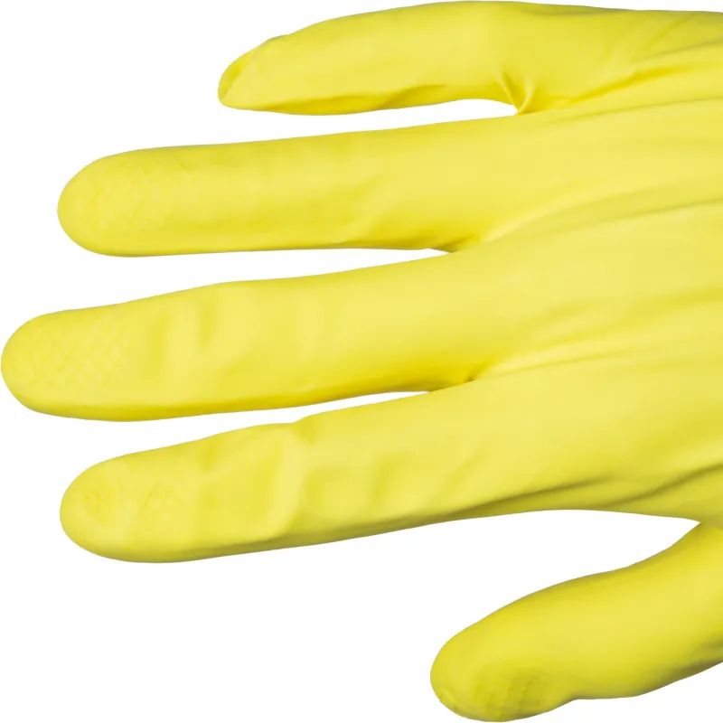 Перчатки резиновые Luscan латекс хлопковое напыление желтые р-р L