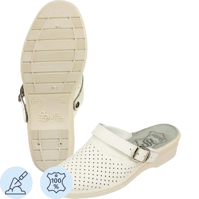 Сабо жен.нат.кожа цв.белый(р.35) (4-12-7)