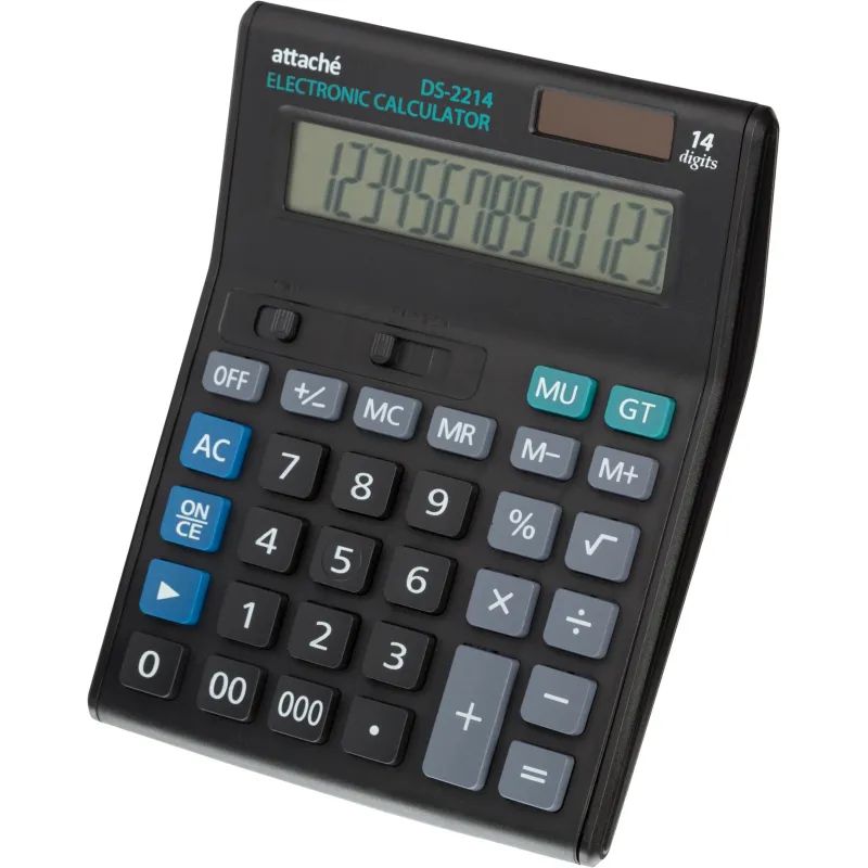 Калькулятор настольный ПОЛНОРАЗМЕРНЫЙ Attache 14 разр., черный