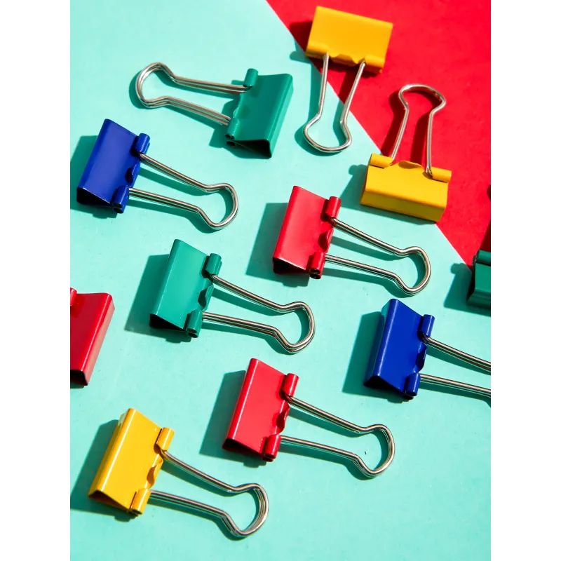 Зажимы для бумаг 19мм 48шт./уп. Комус цветные, в пласт. боксе