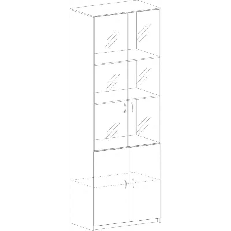 Шкаф SP Бюджет   со стекл. 2553 (651,879,655,670) д.ш.св./сер