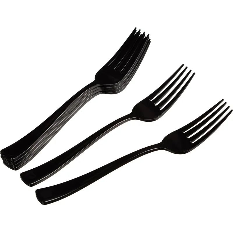 Вилка одноразовая 190мм, черная, ПС 50 шт/уп