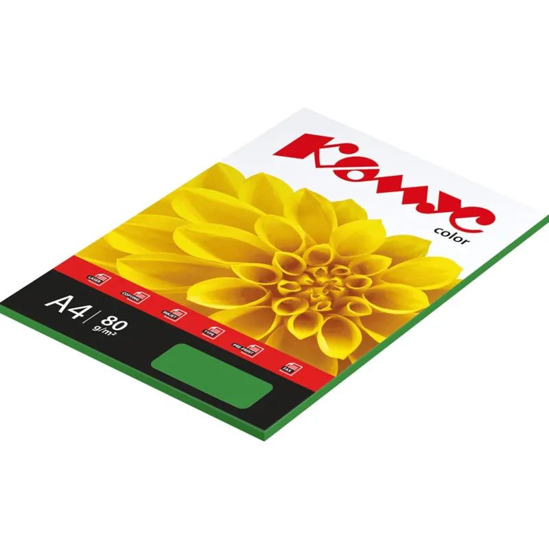 Бумага цветная Комус Color (изумруд интенсив), 80г, А4, 50 л.