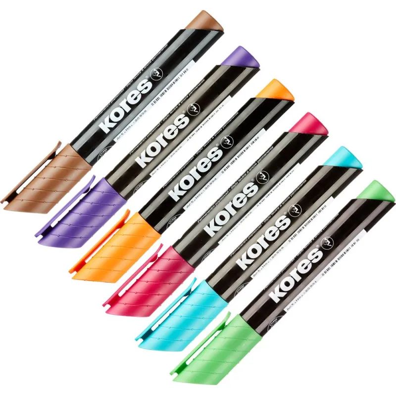 Маркер перманентный KORES набор 6 цв. 1,5-3 мм круглый наконечник &#039;20902