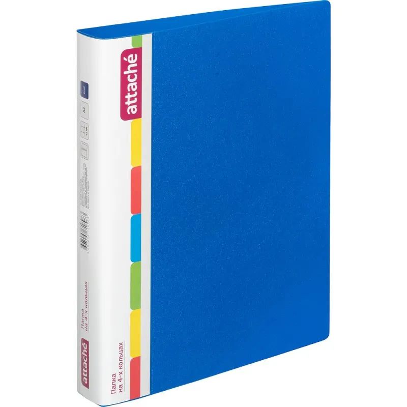 Папка на 4-х кольцах пласт. 35/42мм А4 ATTACHE F504/07 синяя Ро