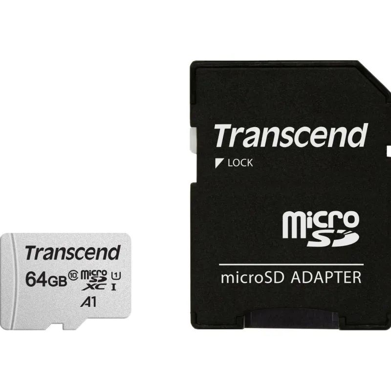 Карта памяти Transcend 300S microSDXC 64Gb UHS-I Cl10 +ад, TS64GUSD300S-A
