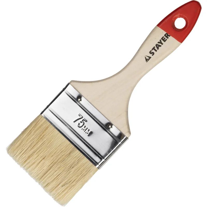 Кисть плоская 3&quot;/75 мм, натур.щетина STAYER 0101-075