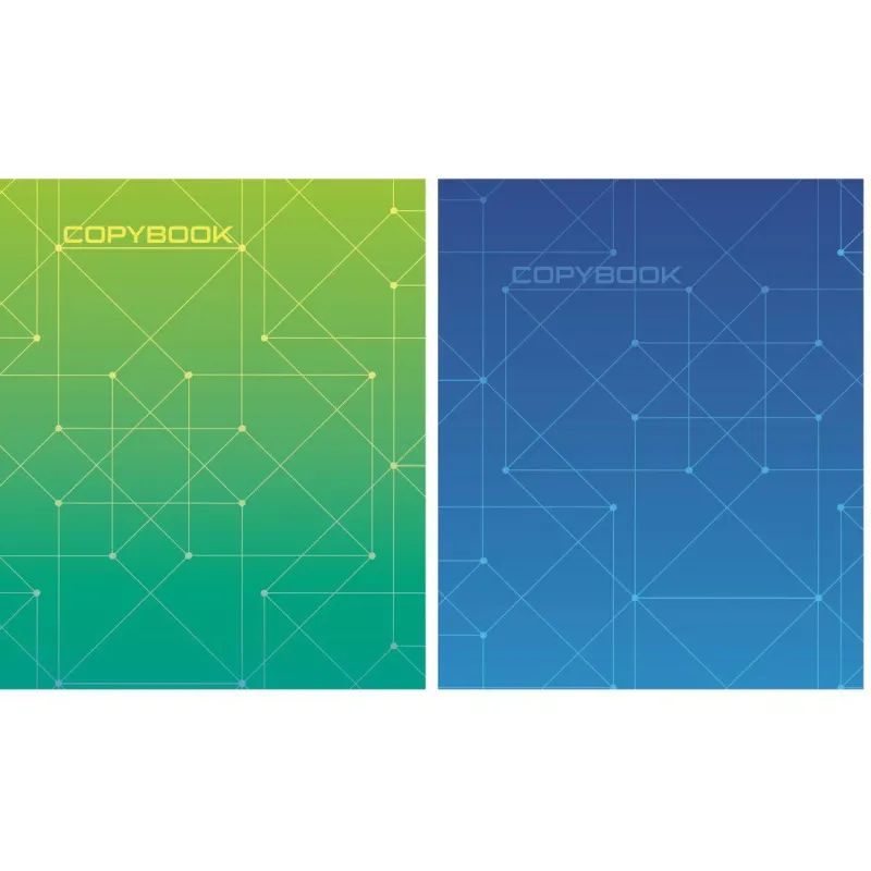 Тетрадь общая А5,48л,кл,скоб,блок-офсет-2 Attache Alpha син/зелен вассорт