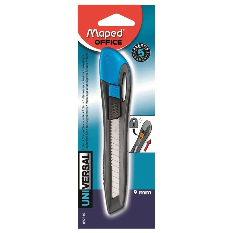 Нож канцелярский 9 мм Maped UNIVERSAL , с фиксатором, пластик, цв.вассорт.