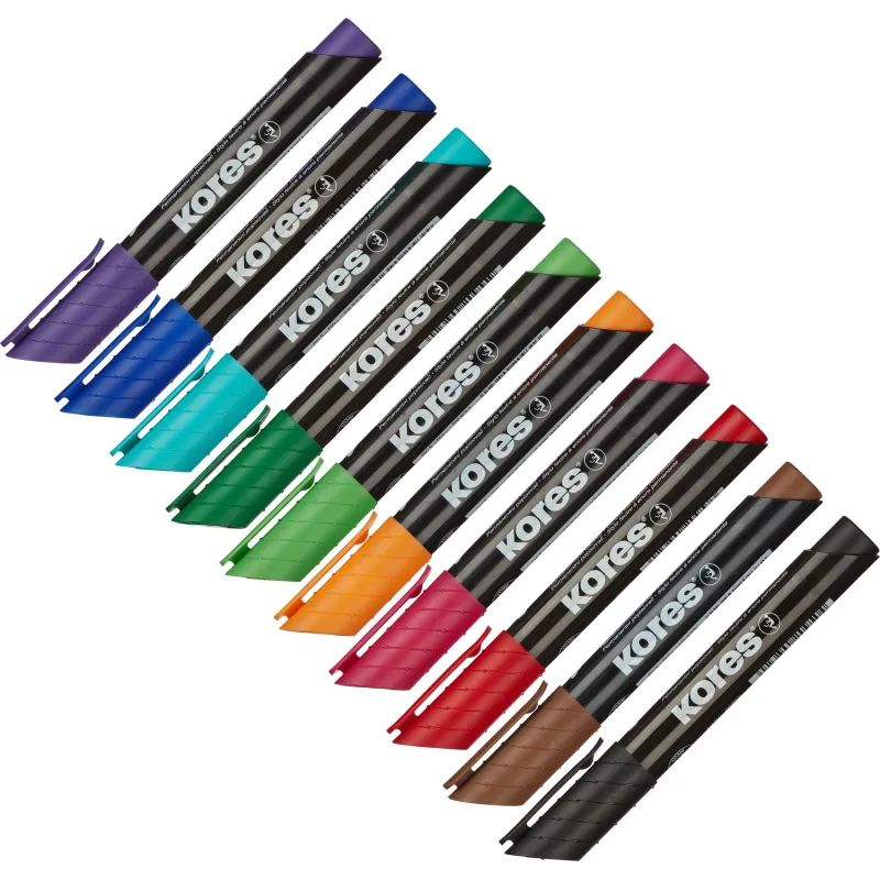 Маркер перманентный KORES набор 10 цв. 1,5-3 мм круглый наконечник &#039;20900