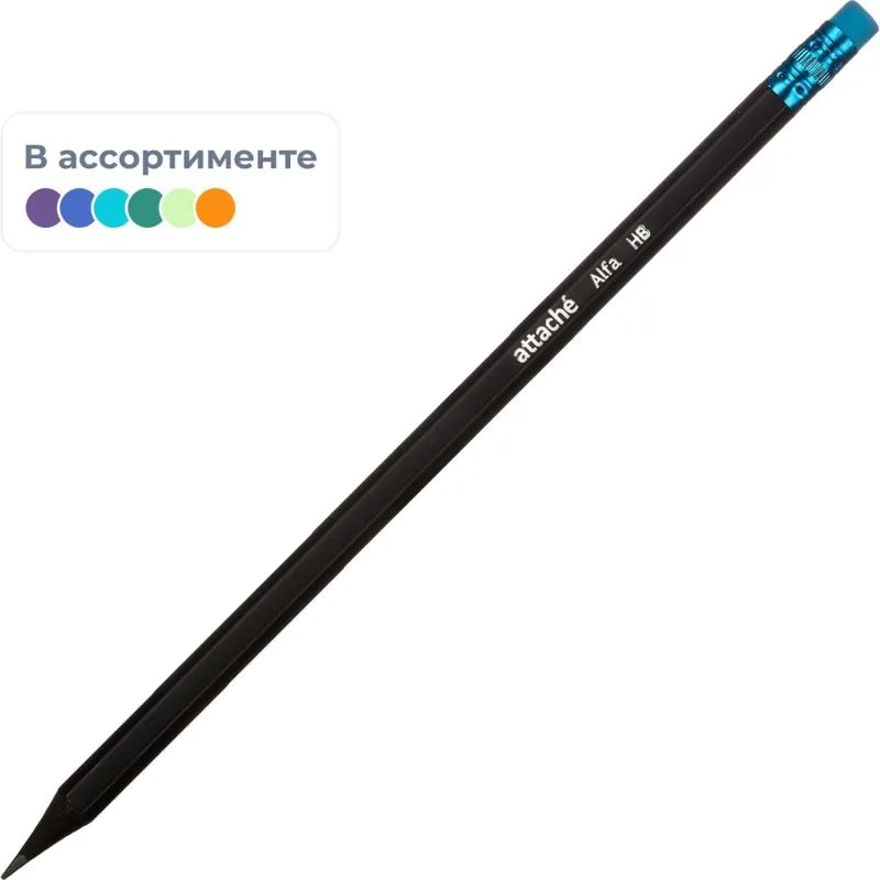 Карандаш чернографитный Attache Alfa HB заточ.,с ласт.