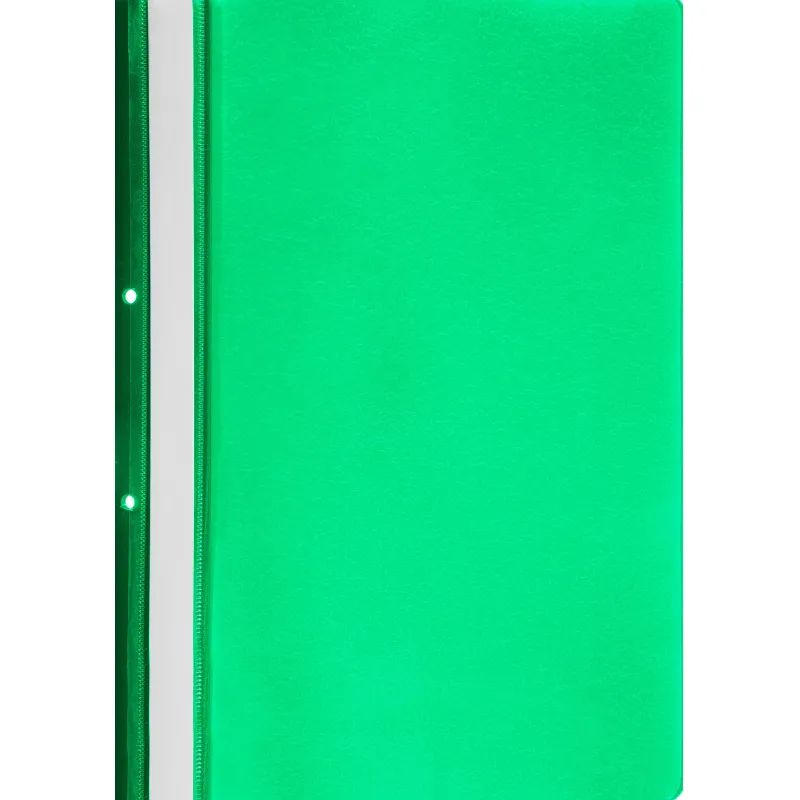 Скоросшиватель пластиковый А4 с перф-цией на кор.зелен.пласт.10шт/уп Россия