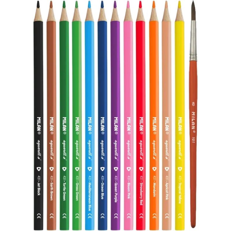 Карандаши акварельные цветные 12цв 3-гран Milan