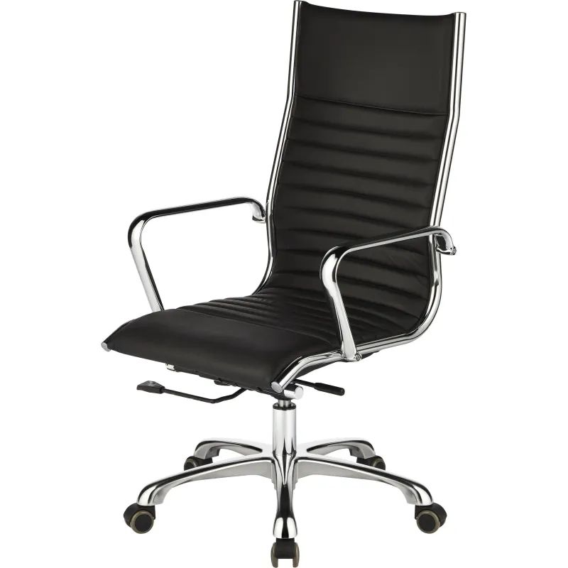 Кресло BN_Jl_Руководителя EChair-704 TL кожа черная, хром