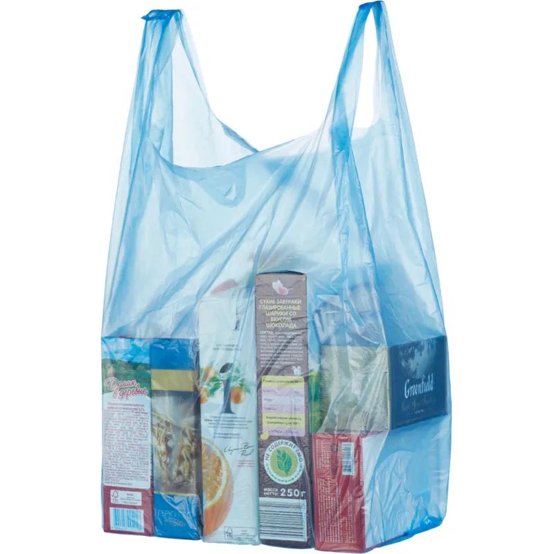 Пакет-майка ПНД 35+20х65 15мкм 100шт./уп. цветн.