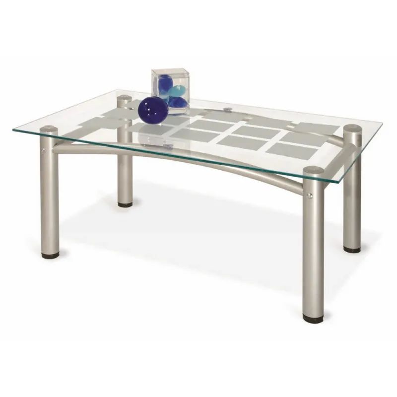 Стол журнальный ME_Робер-3М металлик /стекло прозрачное