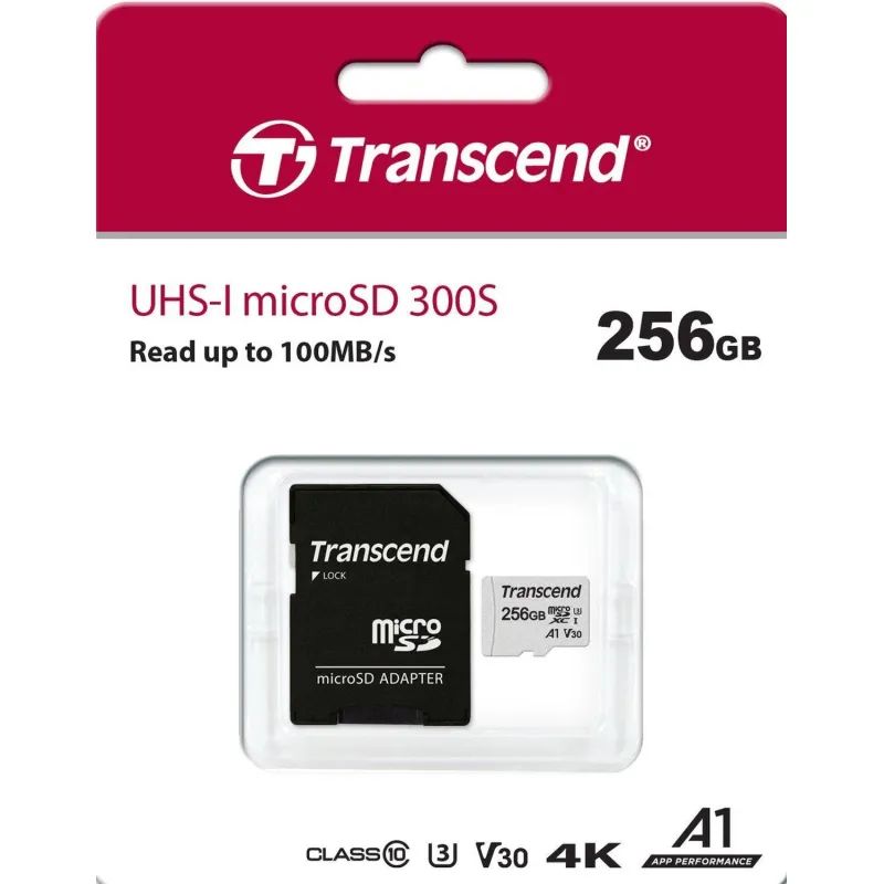 Карта памяти Transcend 300S microSDXC 256Gb UHS-I Cl10 +ад, TS256GUSD300S-A
