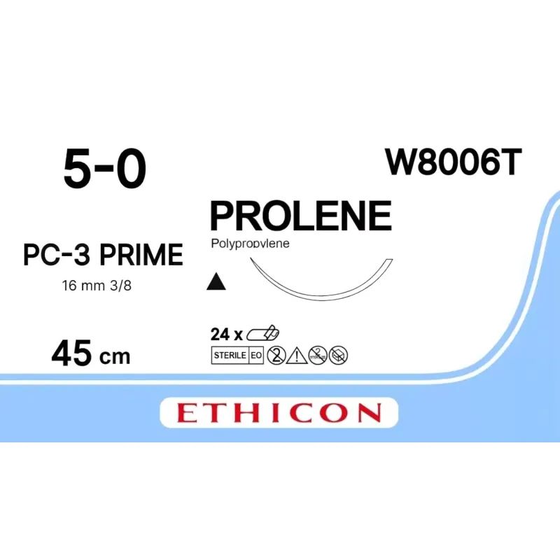 Шовный материал ПРОЛЕН 5/0, 45 см, реж. 16 мм, 3/8 W8006Т 24 шт./уп.