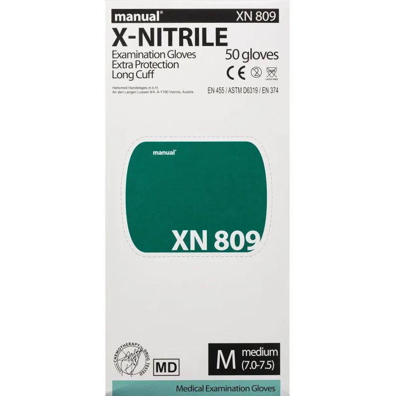 Перчатки мед.смотров. нитрил.,нестер., зеленый ,MANUAL XN 809 (M) 25пар,ПС