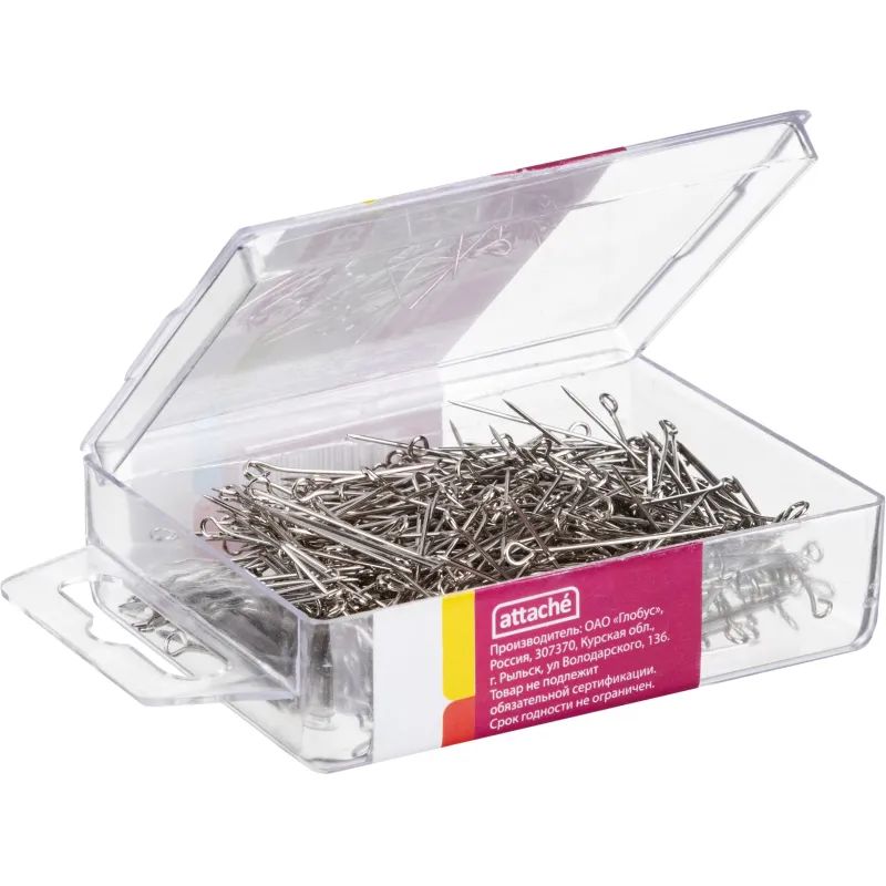 Булавки металлич. 30 мм ATTACHE Б35, 500шт/уп., с подвесом