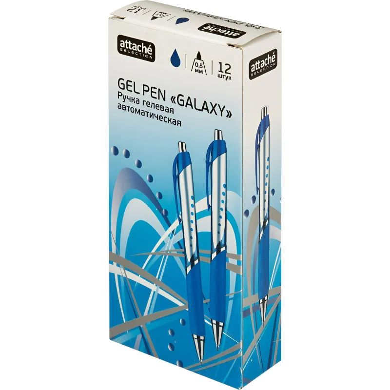 Ручка гелевая автомат. Attache selection Galaxy,синий корп,син,манж