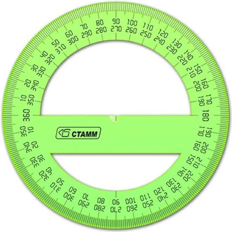 Транспортир 10 см 360  градусов, NEON Cristal, цвет ассорти ТР41