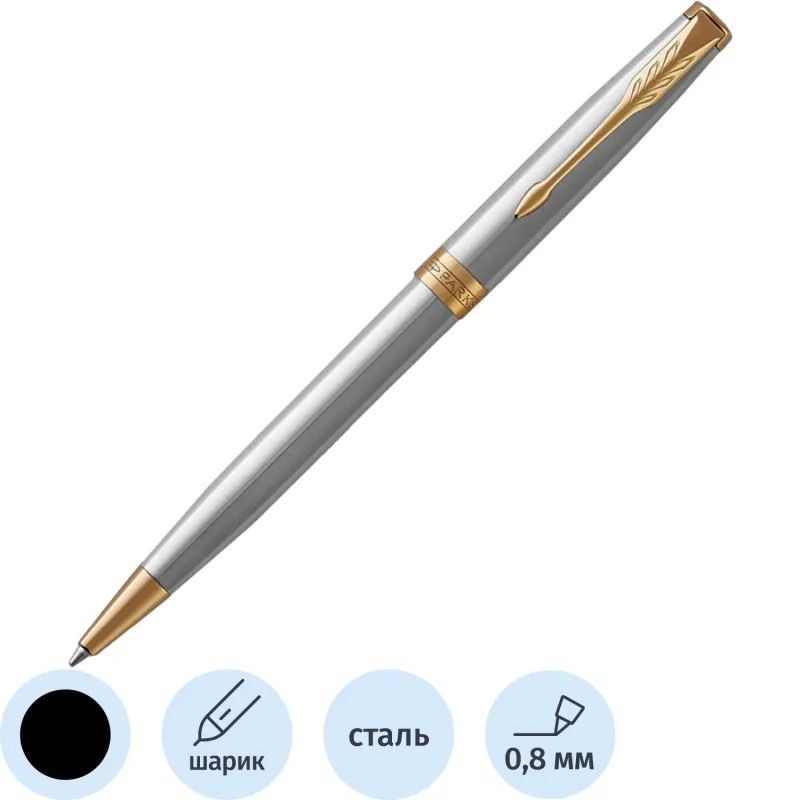 Ручка шариковая PARKER SONNET STAINLESS STEEL GT черн 1931507