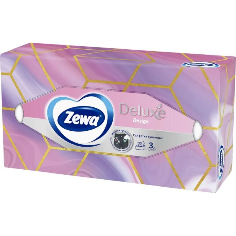 Салфетки косметические ZEWA-Deluxe 28420/3849 3-сл.90шт./уп.