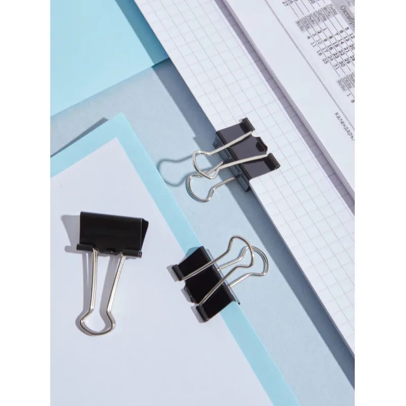 Зажимы для бумаг 25мм 12шт./уп.Комус, в картонной коробке