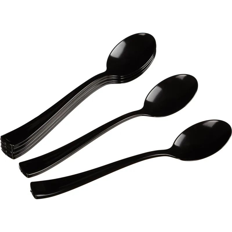 Ложка одноразовая столовая  175мм, черная , ПС 50 шт/уп