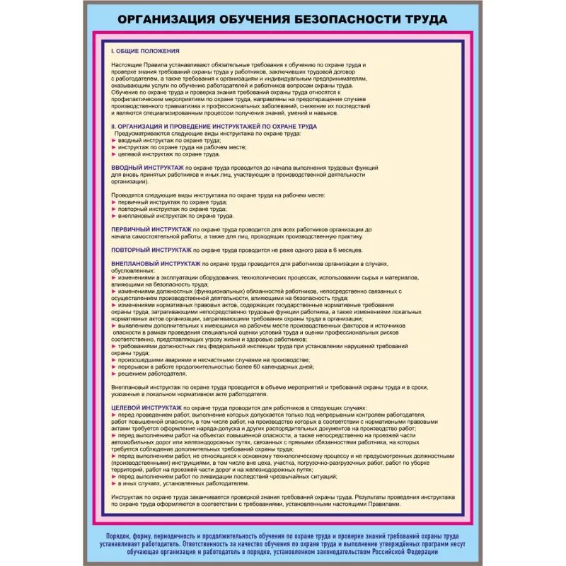 Информационный стенд-плакат Охрана труда 950х625 1отд. А4 и 5 демопанелей