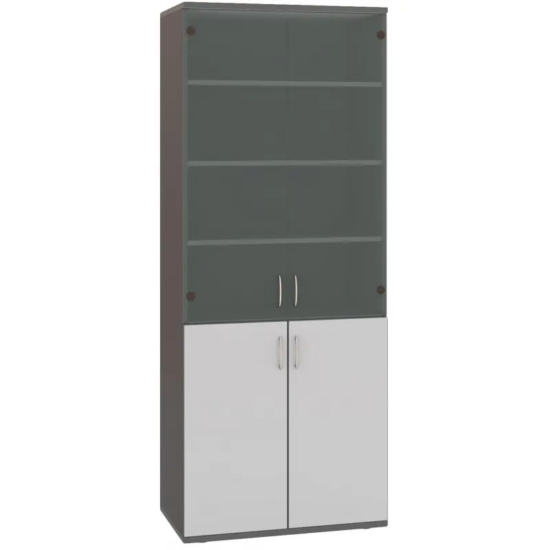 Шкаф SH_Стратегия   со стеклом выс.S75 (51821) серый