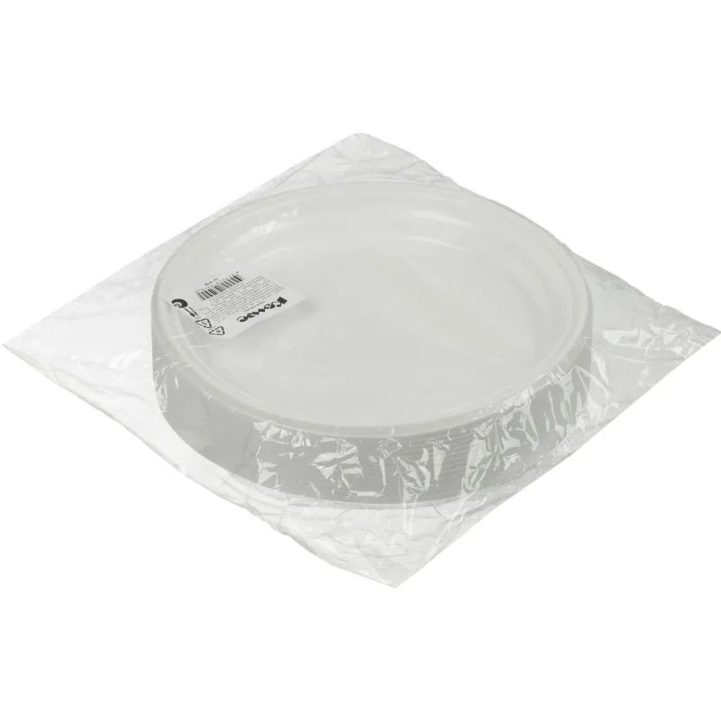 Тарелка одноразовая d-205мм, белая, бюджет, КОМУС ПС 100шт/уп