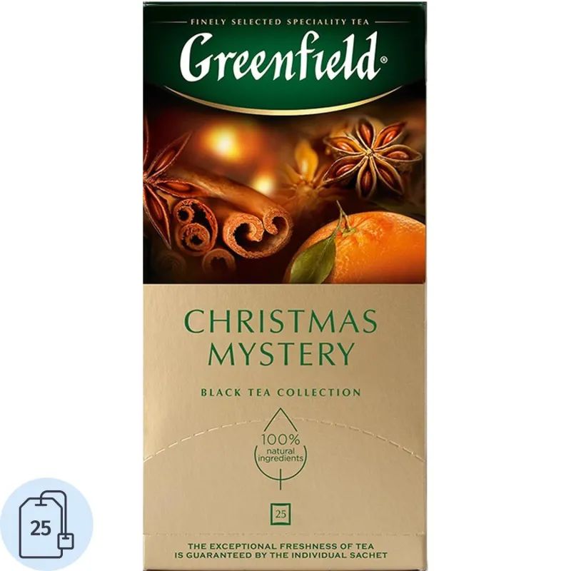 Чай ГРИНФИЛД Кристмас Мистери(1,5гх25п)чай пак.черн.с доб.