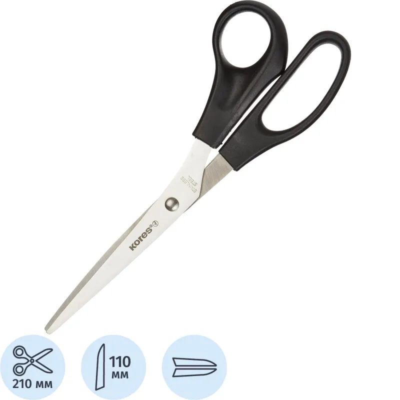 Ножницы Kores 210 мм c пластик. анатомическими ручками, цвет ассорти