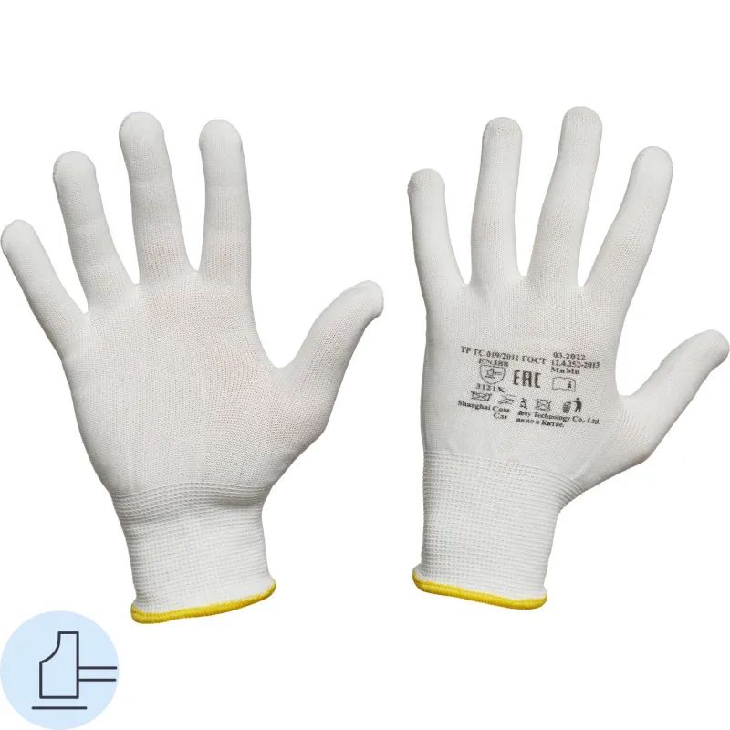 Перчатки защитные нейлоновые белые размер 7, TOUCH