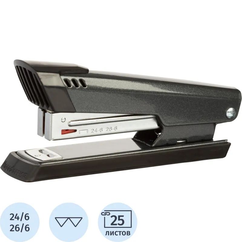 Степлер Maped METAL до 25 листов,N24/6-26/6,металл,темно-серый,392710